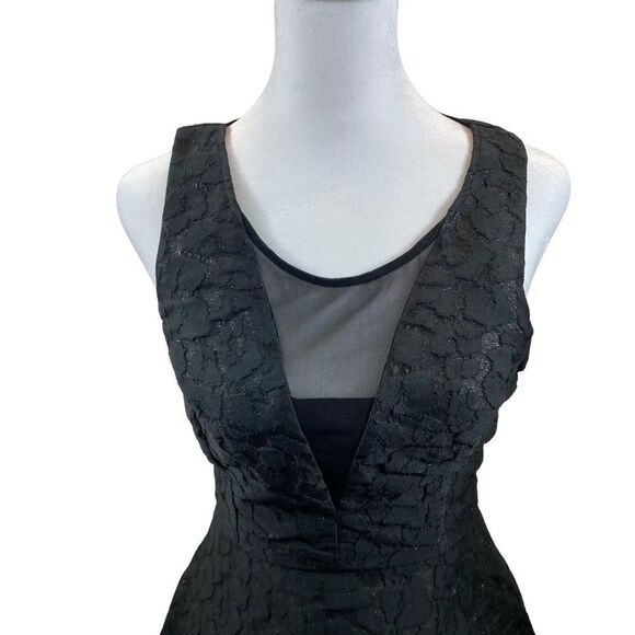 Homemade Black Fit and Flare V Neck and Back Midi Length Party Dress Size 2 - Picture 5 of 16